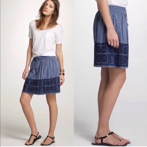 J Crew Embroidered Chambray Skirt